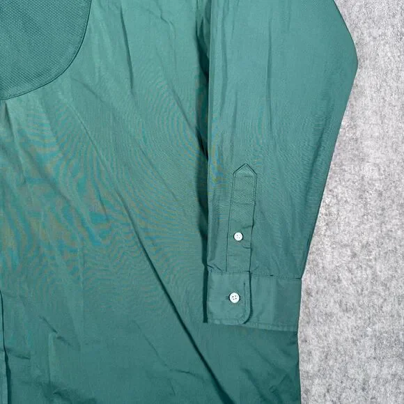 Frank & Eileen TORI Italian Tuxedo Shirtdress Green Cotton S Pockets Oversized - Picture 3 of 12